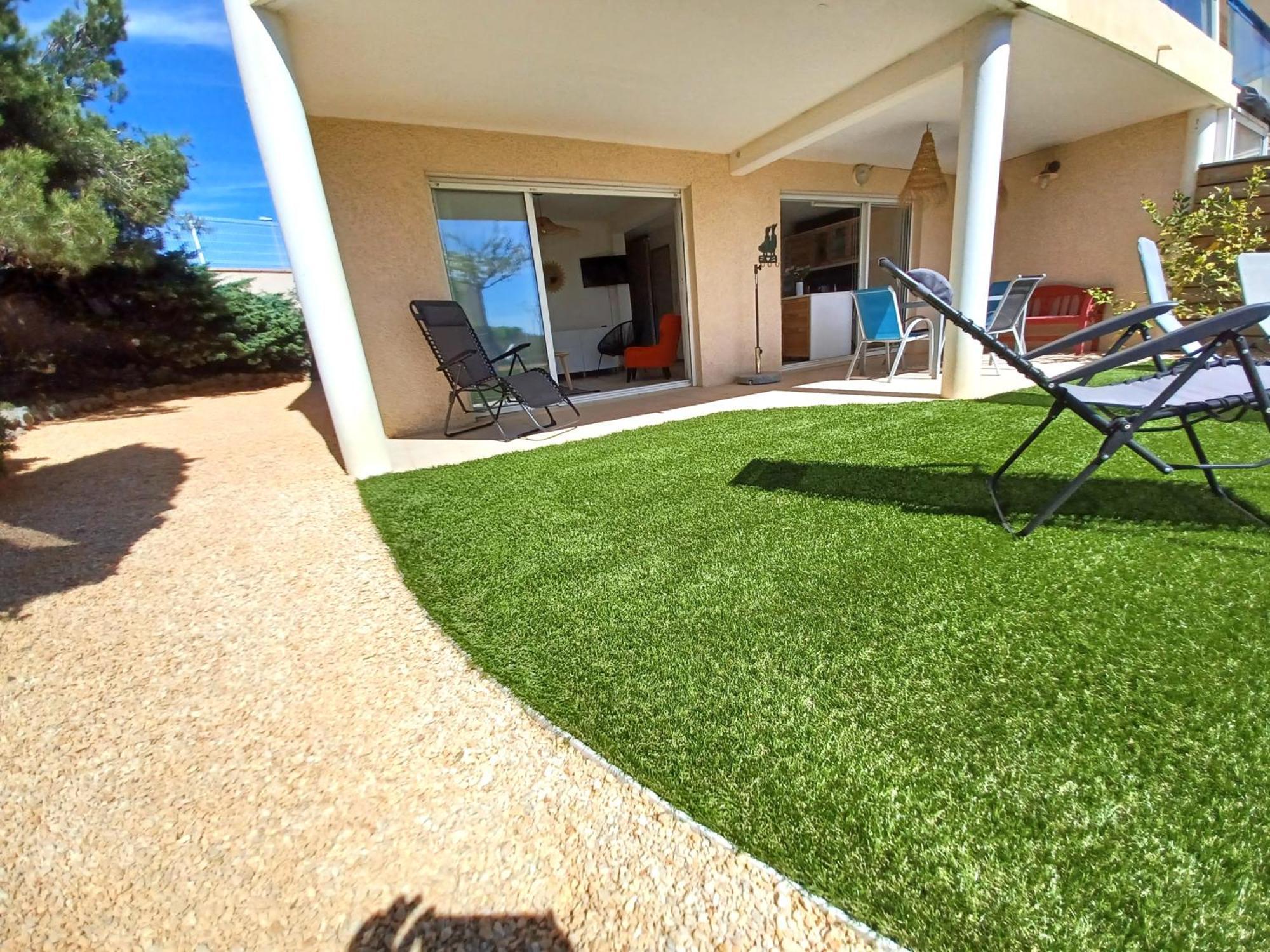 Plain-Pied Jardin 6 Personnes Clim Vue Mer Parking Wifi Terrasse Piscine Dans La Residence Saint-Pierre-la-Mer  Екстериор снимка