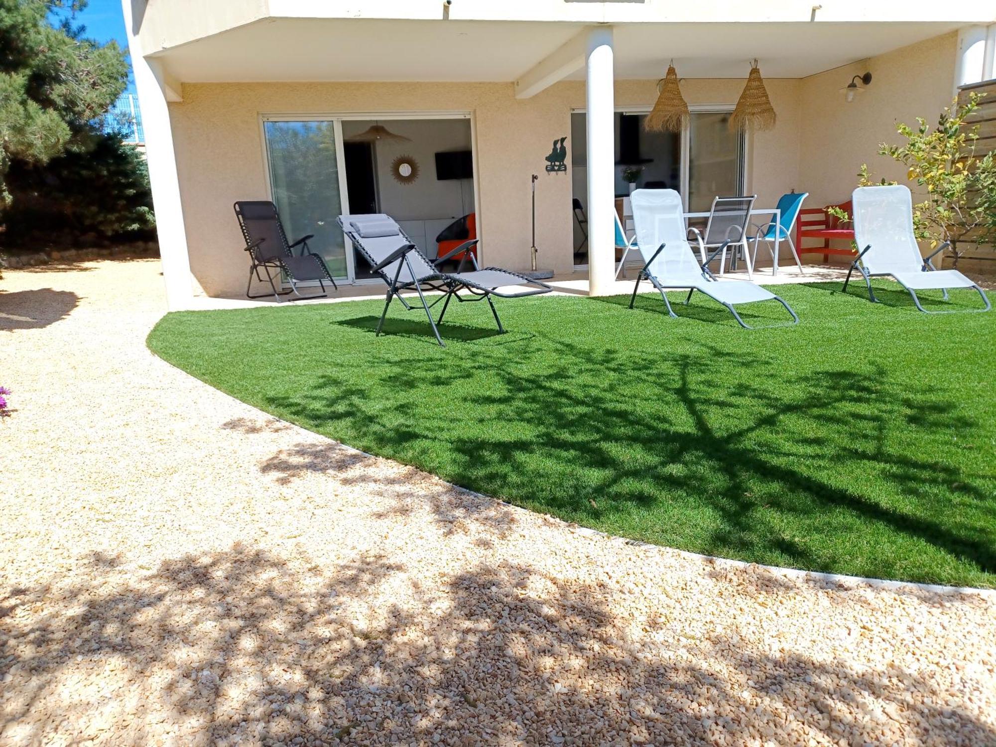 Plain-Pied Jardin 6 Personnes Clim Vue Mer Parking Wifi Terrasse Piscine Dans La Residence Saint-Pierre-la-Mer  Екстериор снимка
